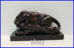 Statue Sculpture Cougar Animalier Style Art Deco Style Art Nouveau Bronze massif Statue Sculpture Cougar Animalier Style Art Deco Style Art Nouveau Bronze massif
