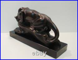 Statue Sculpture Cougar Animalier Style Art Deco Style Art Nouveau Bronze massif Statue Sculpture Cougar Animalier Style Art Deco Style Art Nouveau Bronze massif