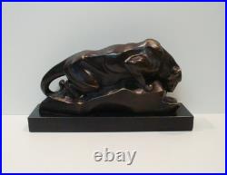 Statue Sculpture Cougar Animalier Style Art Deco Style Art Nouveau Bronze massif Statue Sculpture Cougar Animalier Style Art Deco Style Art Nouveau Bronze massif