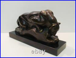 Statue Sculpture Cougar Animalier Style Art Deco Style Art Nouveau Bronze massif Statue Sculpture Cougar Animalier Style Art Deco Style Art Nouveau Bronze massif