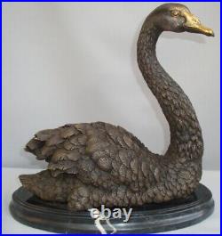 Statue Sculpture Cygne Oiseau Animalier Style Art Deco Style Art Nouveau Bronze