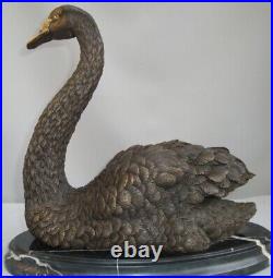 Statue Sculpture Cygne Oiseau Animalier Style Art Deco Style Art Nouveau Bronze