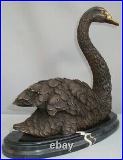 Statue Sculpture Cygne Oiseau Animalier Style Art Deco Style Art Nouveau Bronze