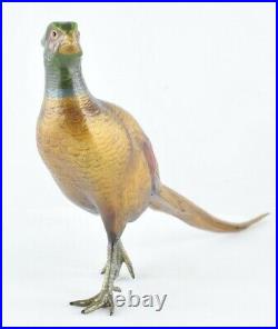 Statue Sculpture Faisan Oiseau Animalier Chasse Style Art Deco Bronze massif Sig