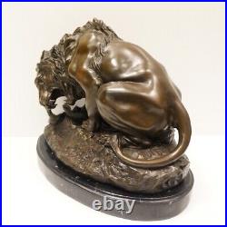 Statue Sculpture Lion Animalier Style Art Deco Style Art Nouveau Bronze massif S