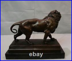Statue Sculpture Lion Animalier Style Art Deco Style Art Nouveau Bronze massif S Statue Sculpture Lion Animalier Style Art Deco Style Art Nouveau Bronze massif S