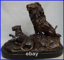 Statue Sculpture Lion Lionne Animalier Style Art Deco Style Art Nouveau Bronze m