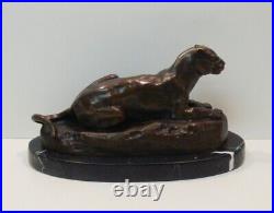 Statue Sculpture Lion Lionne Animalier Style Art Deco Style Art Nouveau Bronze m