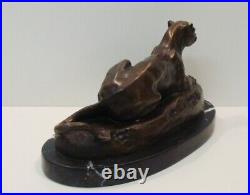 Statue Sculpture Lion Lionne Animalier Style Art Deco Style Art Nouveau Bronze m