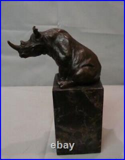 Statue Sculpture Rhinoceros Animalier Style Art Deco Style Art Nouveau Bronze ma