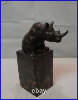 Statue Sculpture Rhinoceros Animalier Style Art Deco Style Art Nouveau Bronze ma