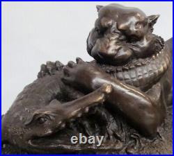 Statue Sculpture Tigre Crocodile Animalier Style Art Deco Style Art Nouveau Bron