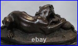 Statue Sculpture Tigre Crocodile Animalier Style Art Deco Style Art Nouveau Bron