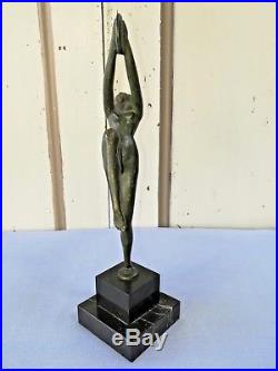 Statuette Sculpture En Bronze Danseuse De Style Art Déco