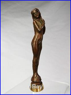 Superbe Sceau A Cacheter Facon Bronze Epoque Art Nouveau Femme 1900 Statue Deco