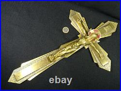Superbe crucifix croix en bronze d'époque art déco