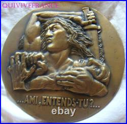 TB1240 GRAND MEDAILLON ART DECO ami, entends-tu BRONZE RESISTANCE