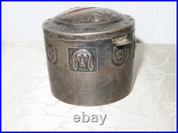 Tirelire Vintage Art Déco En Métal Avec Motif Chien/Chat! Fabriqué Par WMF