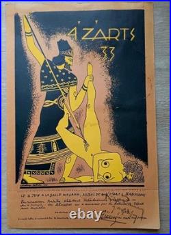Très Rare Art Deco Quat'Z'Arts Babylon Invitation Paris 1933 Canteloup Sabrou