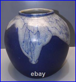 -VASE BOULE LEON POINTU GRES de PUISAYE ART DECO CERAMIQUE COLLECTION XXe D