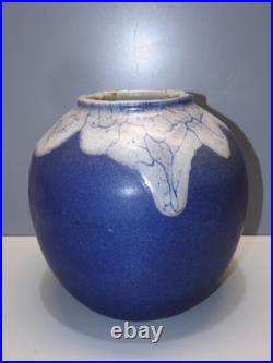 -VASE BOULE LEON POINTU GRES de PUISAYE ART DECO CERAMIQUE COLLECTION XXe D