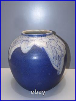 -VASE BOULE LEON POINTU GRES de PUISAYE ART DECO CERAMIQUE COLLECTION XXe D