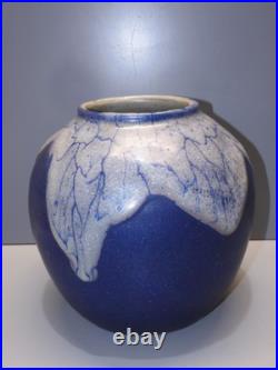 -VASE BOULE LEON POINTU GRES de PUISAYE ART DECO CERAMIQUE COLLECTION XXe D