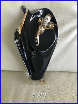 VINTAGE ART DECO Galos noir argent or figurine en porcelaine