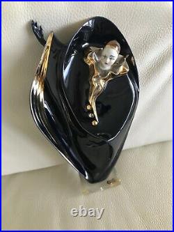 VINTAGE ART DECO Galos noir argent or figurine en porcelaine
