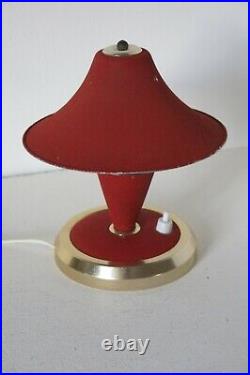 VINTAGE ART DECO MID CENTURY MODERNISTE rouge champignon table/lampe de bureau