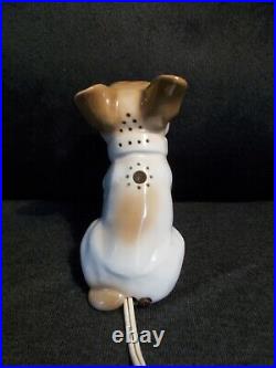 Veilleuse lampe brule parfum porcelaine art deco SAXE statue bouledogue français