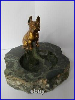 Vide poche art deco sculpture en bronze 1930 bouledogue francais chien statue
