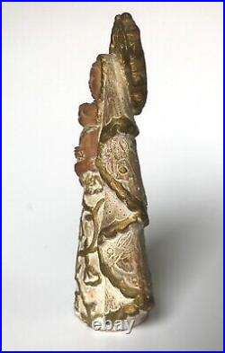 Vierge à l'enfant céramique en terre cuite signée Hélène Paris, Période Art déco