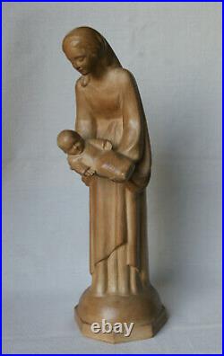 Vierge a l'enfant terre cuite signée Jacques HARTMANN Art Deco 1930
