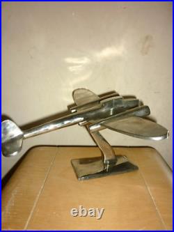Vintage AVION art deco en bronze CHROME PLANE Brass chromed mid century