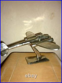 Vintage AVION art deco en bronze CHROME PLANE Brass chromed mid century