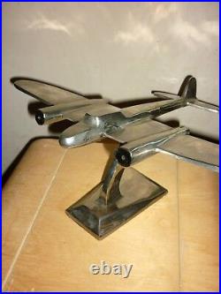 Vintage AVION art deco en bronze CHROME PLANE Brass chromed mid century