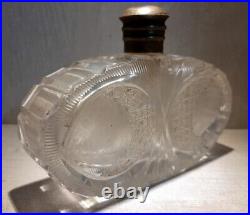 Vintage Ancien Rare Solide Lourd Art Déco Victorien Cut Transparent Verre Parfum