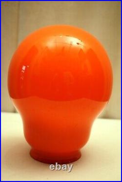 Vintage Art Déco Français Lampe Nuance Orange Verre Globe Pendent Light Bulb En