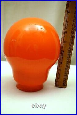 Vintage Art Déco Français Lampe Nuance Orange Verre Globe Pendent Light Bulb En