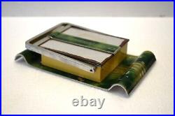 Vintage Art Déco Maquillage Étui Meuble-Lavabo avec Miroir Voyage Métal Peint À Vintage Art Déco Maquillage Étui Meuble-Lavabo avec Miroir Voyage Métal Peint À
