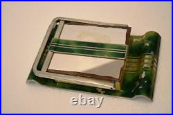 Vintage Art Déco Maquillage Étui Meuble-Lavabo avec Miroir Voyage Métal Peint À Vintage Art Déco Maquillage Étui Meuble-Lavabo avec Miroir Voyage Métal Peint À