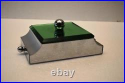 Vintage Art Déco Maquillage Étui Meuble-Lavabo avec Miroir Voyage Métal Verre