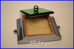 Vintage Art Déco Maquillage Étui Meuble-Lavabo avec Miroir Voyage Métal Verre