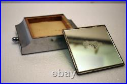 Vintage Art Déco Maquillage Étui Meuble-Lavabo avec Miroir Voyage Métal Verre