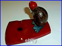 Vintage Art Déco Rouge Rainure Bird Cendrier Bakelite Catalin Tagua Rare Piece