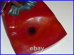 Vintage Art Déco Rouge Rainure Bird Cendrier Bakelite Catalin Tagua Rare Piece
