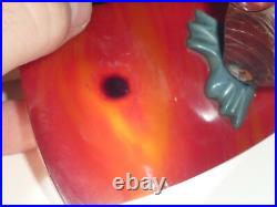 Vintage Art Déco Rouge Rainure Bird Cendrier Bakelite Catalin Tagua Rare Piece