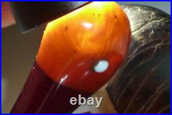 Vintage Art Déco Rouge Rainure Bird Cendrier Bakelite Catalin Tagua Rare Piece
