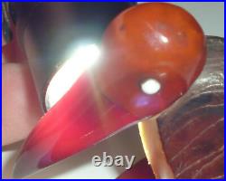 Vintage Art Déco Rouge Rainure Bird Cendrier Bakelite Catalin Tagua Rare Piece